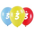 Balon gumowy Arpex z nadrukiem cyferki - 3 (3 szt.) mix 280mm (KB1924-3-9944)