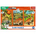 Puzzle Trefliki w świecie dinozaurów 3x80 el. Trefl (34888)