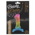 Balon gumowy Godan Beauty&amp;Charm cyfra stojąca tęczowa mix 30cal (BC-AST1)