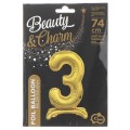 Balon gumowy Godan Beauty&amp;Charm cyfra stojąca złota złota 750mm 30cal (BC-ASZ3)