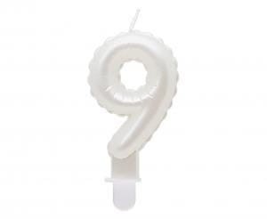 Świeczka urodzinowa cyferka 9, perłowa biała, 7 cm Godan (SF-PBI9)