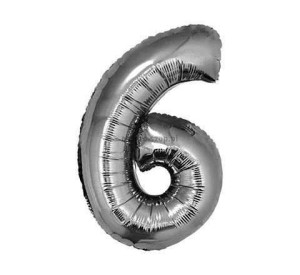 Balon foliowy Godan cyfra 6 srebrny 35 cm 35cal (FG-C35S6)