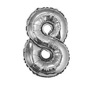 Balon foliowy Godan cyfra 8 srebrny 35 cm 8cal (FG-C35S8)