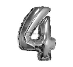 Balon foliowy Godan cyfra 4 srebrny 35 cm 16cal (FG-C35S4)