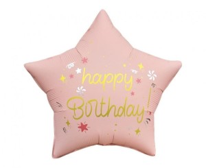 Balon foliowy Godan Happy Birthday, gwiazda matowa j. różowa 18cal (FG-GHMR)