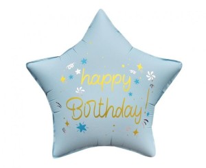 Balon foliowy Godan Happy Birthday, gwiazda matowa j. niebieska 18cal (FG-GHMN)