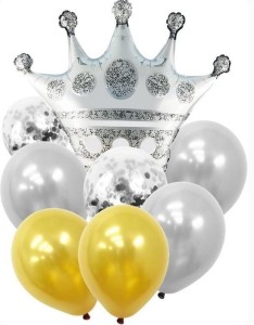 Balon gumowy Antella zestaw balonów 9 elementów korona srebrna mix