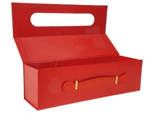 Pudełko na prezent Adar do samodzielnego składania, na wino, czerwone [mm:] 335x105x 100 (617896)