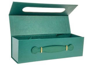 Pudełko na prezent Adar do samodzielnego składania, na wino, zielone [mm:] 335x105x 100 (617889)