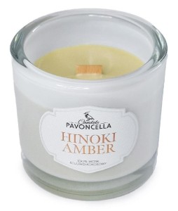 Świeczka ozdobna Pavoncella Classico Hinoki Amber biała 170g (5905711530509)