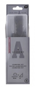Komplet geometryczny Academy z linijką 20 cm 4 el. Academy