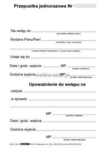Druk samokopiujący przepustka wstępu jednorazowa A6 100k. Stolgraf (K96)