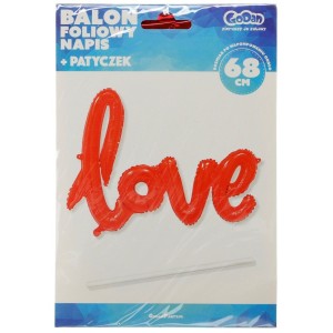 Balon foliowy napis love  czerwony 68cm K68NLO