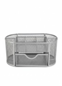 Przybornik na biurko JUMBO srebrny srebrny metal Tres (5a)