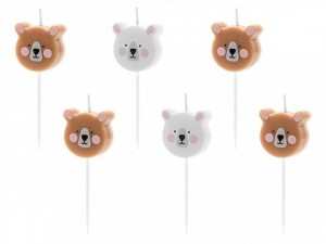 Świeczka urodzinowa Miś, mix, 3cm Partydeco (SCS-11)