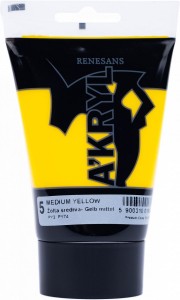 Farba akrylowa satynowa 05 kolor: żółty 100ml Renesans