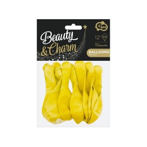 Balon gumowy Beauty&Charm, pastelowe 10 szt. żółty 300mm 12cal Godan (CB-1PZO)