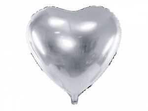 Balon foliowy Serce, 61cm, srebrne 24cal Partydeco (FB23M-018)