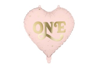 Balon foliowy Serce 'One', 45 cm, jasny różowy 18cal Partydeco (FB390-081J)