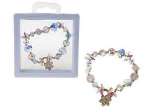 Bransoletka red.6cm, rozciągliwa, szklane koraliki z metalowymo elementami, w ozdobnym pudełku Adar (607217)