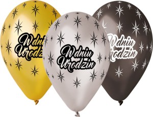 Balon gumowy W dniu urodzin metalizowany 6 szt Godan (GMS110/WDU)