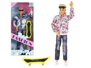 Lalka chłopiec z deską skateboardową [mm:] 290 Adar (631601)