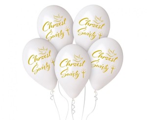 Balon gumowy Chrzest Św. (krzyż) biały 330mm 13cal Godan (GMS120/CHK)