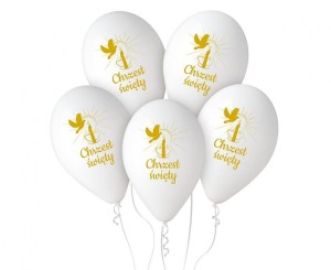 Balon gumowy Chrzest Św. (świeca) biała Godan (GS120/CHS)