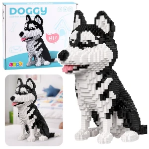 Klocki konstrukcyjne Pies Husky Biało-Czarny Figurka 3D 1900 el. Lean (31212)
