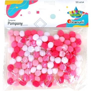 Pompony Titanum Craft-Fun Series tonacja różowa poliestrowe 120 szt (21TH0514-1)
