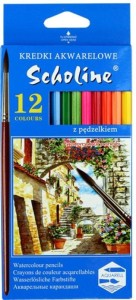 Kredki akwarelowe Scholine 12 kolorów z pędzelkiem