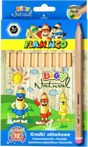 Kredki ołówkowe Flamingo Jumbo Natural 12 kol.