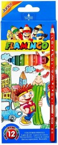 Kredki ołówkowe Junior Flamingo 12 kolorów sześciokątne