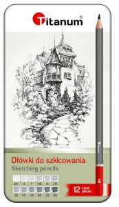 Ołówek Titanum w metalowym pudełku 8B-2H
