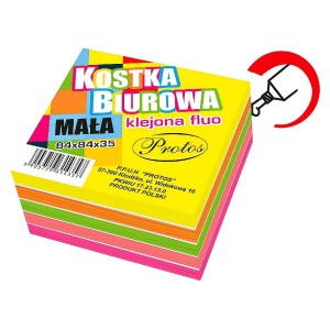Kostka papierowa Protos klejona kolor fluo - mix [mm:] 84x84x 35