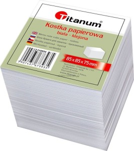 Kostka papierowa Titanum klejona duża - biały [mm:] 85x85x 75