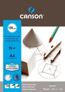 Blok techniczny Canson A4 biały 190g 10k [mm:] 210x297 (400015145)