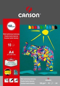 Blok techniczny Canson kolorowy A4 mix 160g 10k [mm:] 210x297 (400075209)