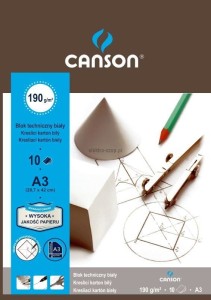 Blok techniczny Canson A3 biały 190g 10k [mm:] 297x420 (100554887)