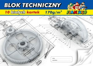 Blok techniczny Flamingo A4 biały 170g 10k [mm:] 210x297