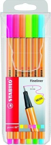 Cienkopis Stabilo POINT NEON, mix 0,4mm 6kol. (88/6-1)