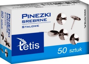 Pinezki Tetis kolor: srebrny 50 szt (GP090-AS)