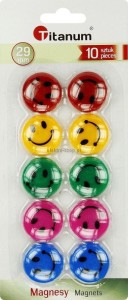 Magnes Titanum smiley okrągły - mix śr. 29mm (T-025051) 10 sztuk