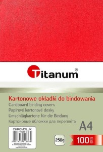 Karton do bindowania Titanum skóropodobny A4 - czerwony 250g
