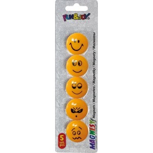 Magnes Fun&Joy Smiley okrągły - pomarańczowy śr. 29mm 5 sztuk