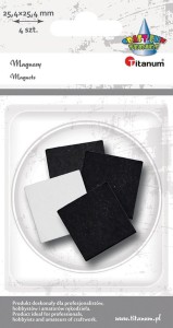 Magnes Titanum Craft-Fun Series kwadraty samoprzylepne - czarne [mm:] 25,4x25,4 4 sztuk