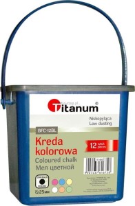 Kreda chodnikowa Titanum kolorowa 12 szt. okrągła śr. 25 mm w wiaderku