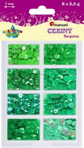 Cekiny Titanum Craft-Fun Series 8 kolorów zielone 2,5g (3G8P 160162)