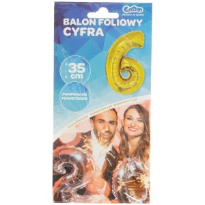 Balon foliowy Godan cyfra 6 złoty 35 cm (FG-C35Z6)