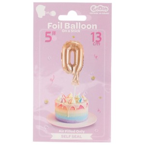 Balon foliowy Godan różowo-złoty 13 cm cyfra 0 (BC-5RZ0)